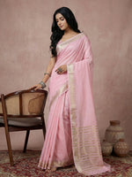 Thumbnail for Shree Shyam Fashion Light Pink Cotton Saree - Distacart