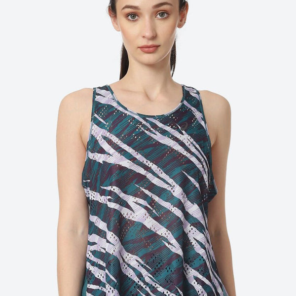 ASICS Ventilate Actibreeze Aop Women White Green Printed T-shirt - Distacart