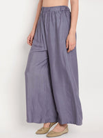 Thumbnail for TAG 7 Women Grey Solid Flared Palazzos