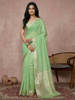Thumbnail for Shree Shyam Fashion Light Green Cotton Saree - Distacart