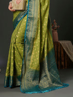 Thumbnail for Anouk Green Ethnic Motifs Woven Design Zari Pure Georgette Kanjeevaram Saree - Distacart