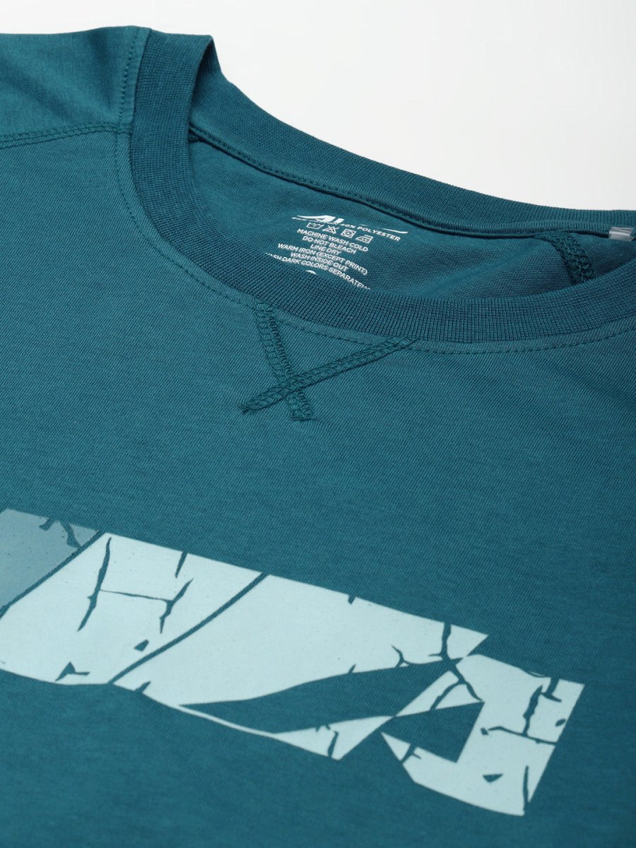 Alcis Men Teal Printed Slim Fit Running T-shirt - Distacart