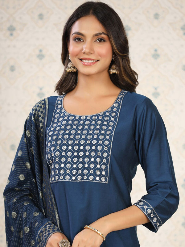 Ode by House of Pataudi Ethnic Motifs Yoke Design Kurta With Trousers & Dupatta - Distacart