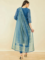 Thumbnail for Soch Bandhani Printed Regular Gotta Patti Kurta with Trousers & Dupatta - Distacart
