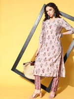 Thumbnail for All About You Women Amusing Taupe Ethnic Motifs Print Parade Kurta with Trousers - Distacart