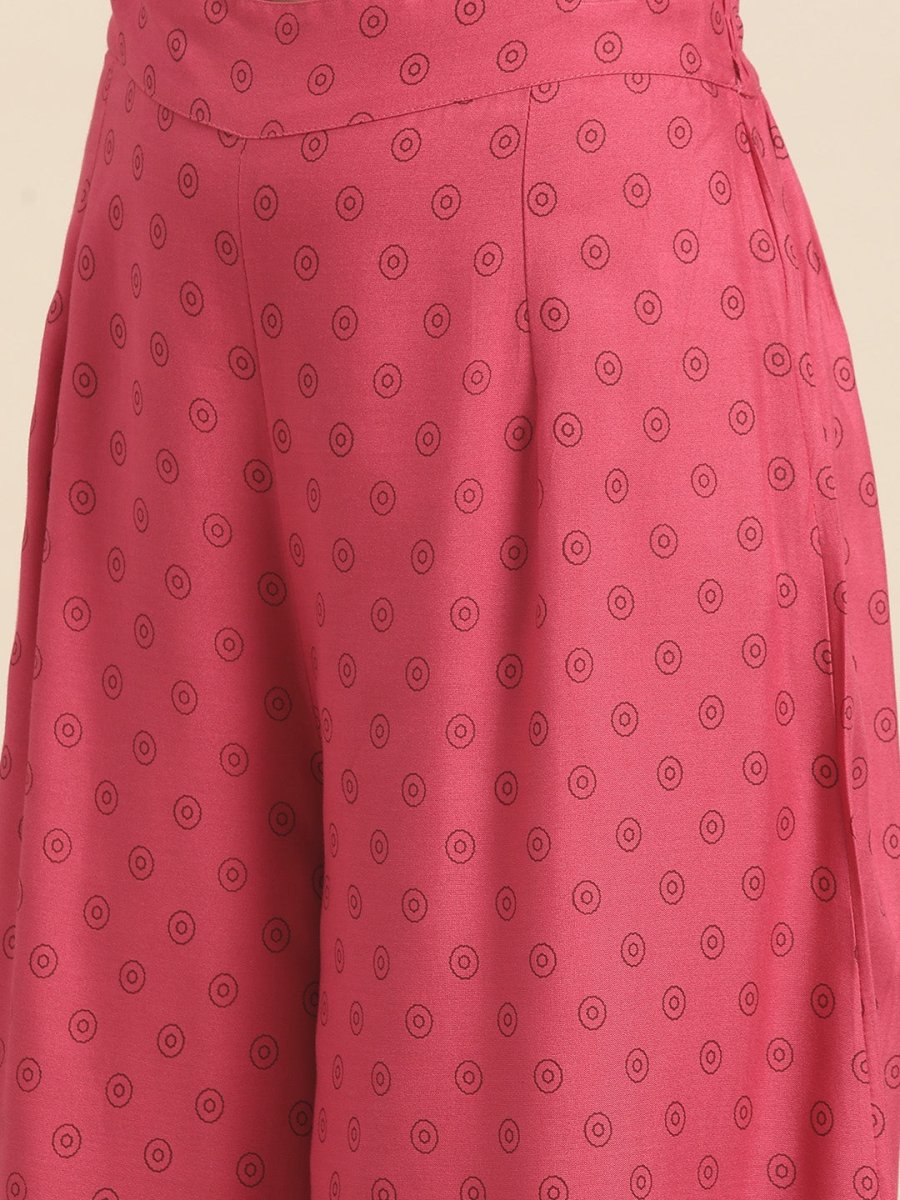 All About You Women Pink Printed Kurta with Palazzos & Dupatta - Distacart
