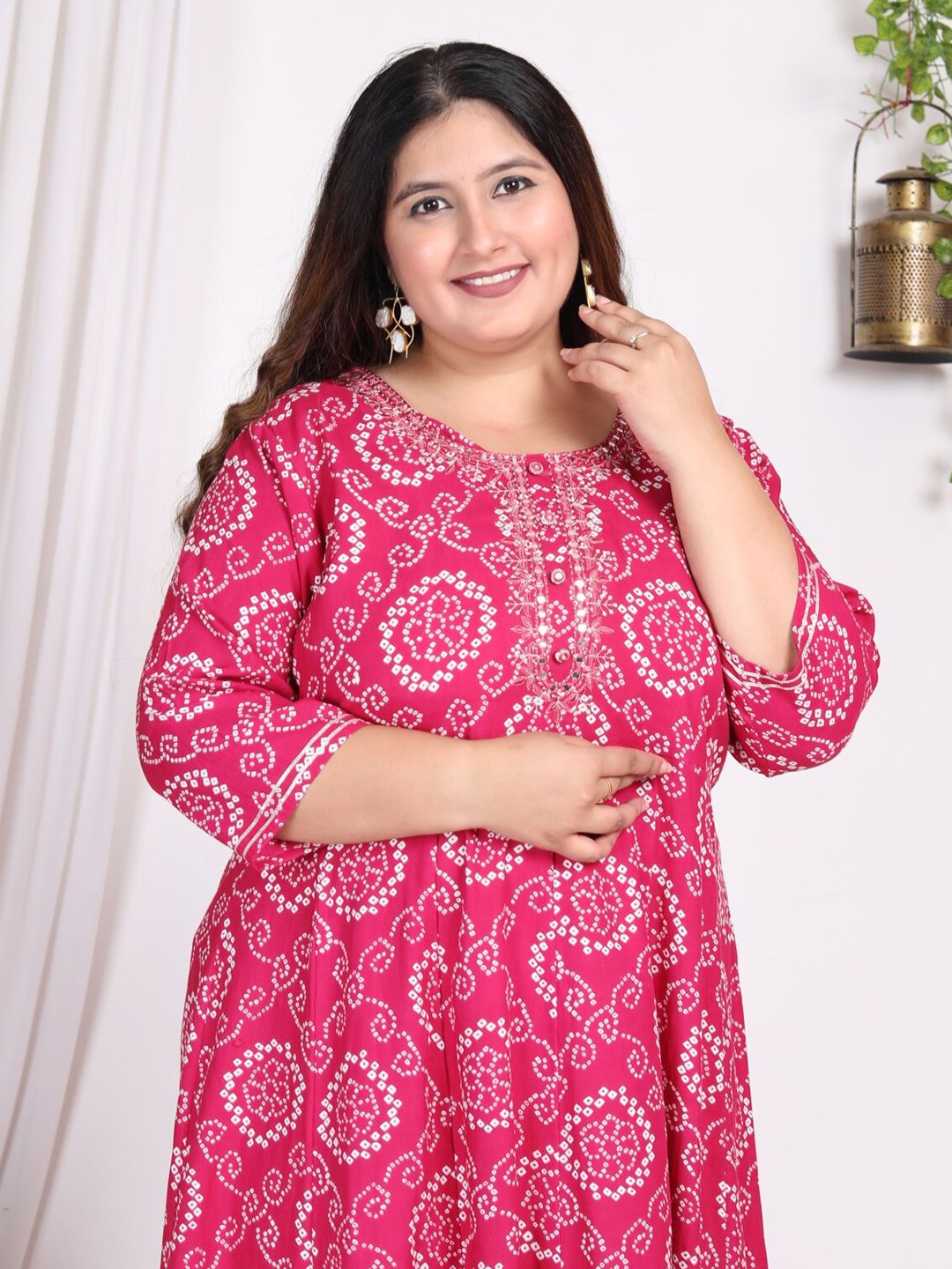 Swasti Plus Size Ethnic Motifs Printed Midi Fit & Flare Ethnic Dress - Distacart