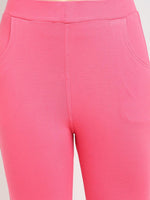 Thumbnail for TAG 7 Women Pink Solid Ankle-Length Leggings - Distacart