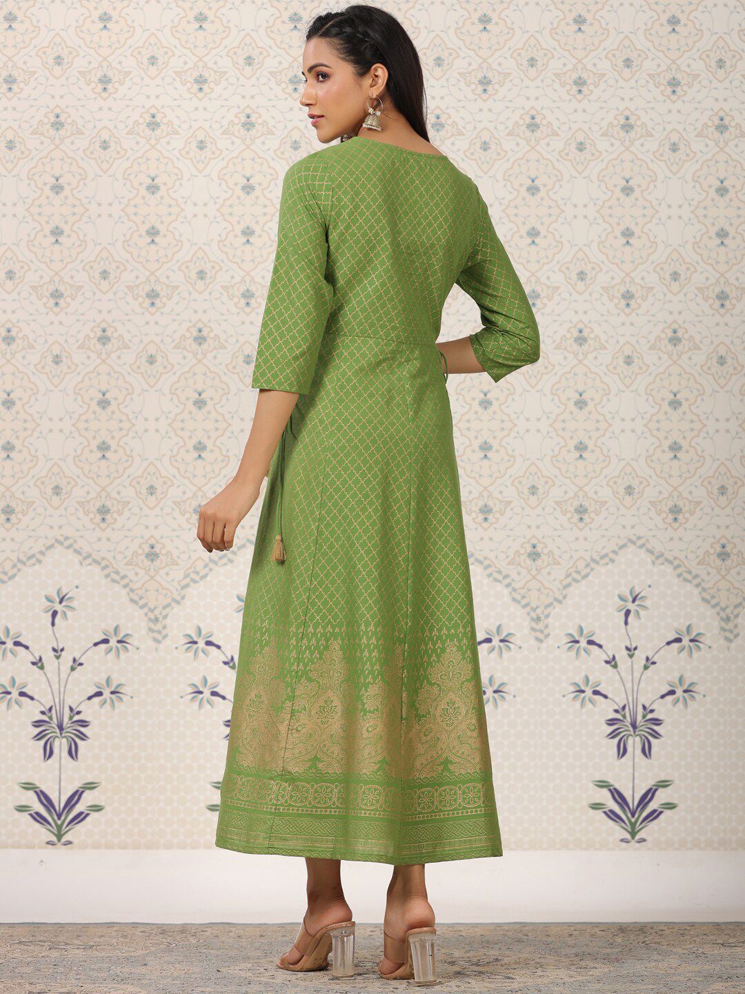 Ode by House of Pataudi Ethnic Motif Printed Pure Cotton A-Line Kurta - Distacart
