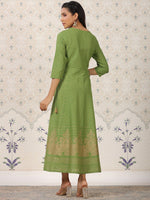 Thumbnail for Ode by House of Pataudi Ethnic Motif Printed Pure Cotton A-Line Kurta - Distacart