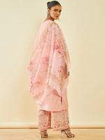 Thumbnail for Soch Floral Yoke Design Thread Work V-Neck Kurta With Palazzos & Dupatta - Distacart