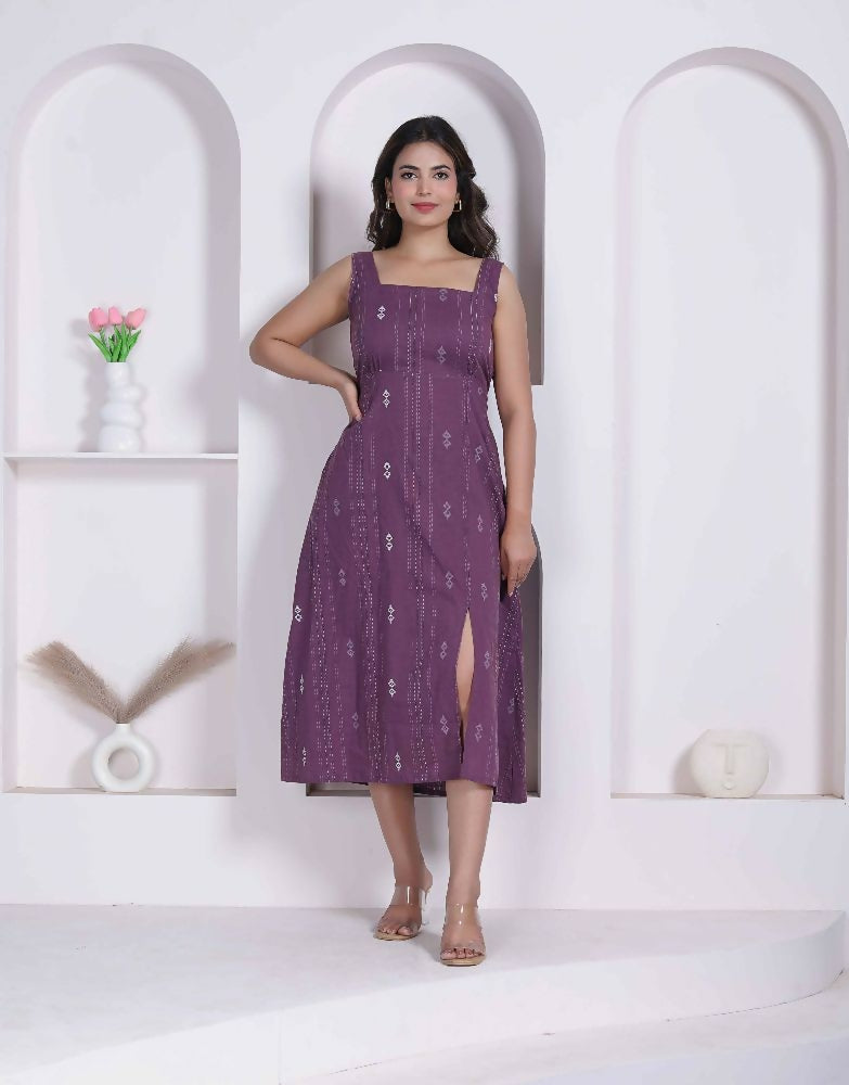 Miravan Womens Abstract Printed Wine ALine Maxi Dress - Dista