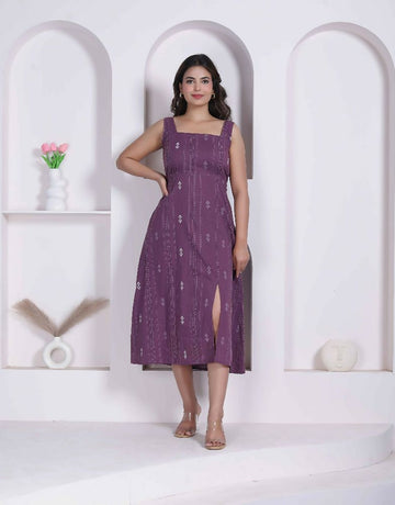 Miravan Womens Abstract Printed Wine ALine Maxi Dress - Dista