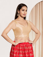 Thumbnail for Joban Fashion Cream Mulberry Silk Padded Blouse With Round Neck Sleeveless