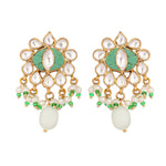 Thumbnail for Nuyug 22K Gold Plated Semi Precious Green Stone Studded Pearl Drop Stud Earrings