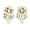 Nuyug 22K Gold Plated Semi Precious Green Stone Studded Pearl Drop Stud Earrings - Distacart