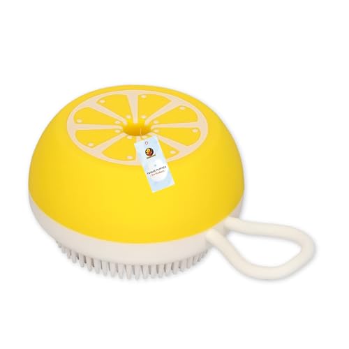 Foodie Puppies Dog Shampoo Dispenser Body Scrubber Bath Brush - Lemon Dispenser Brush