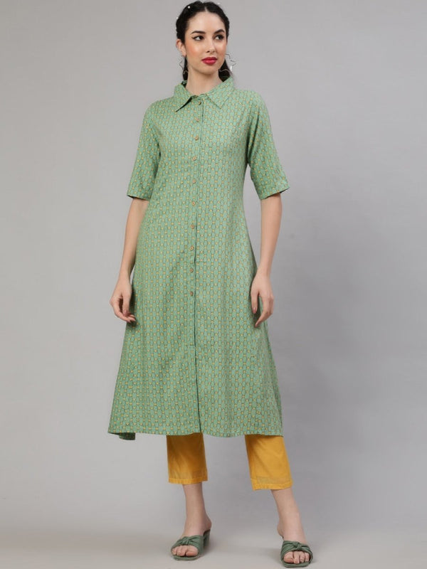 Aks Floral Printed Regular A-Line Kurta With Trousers - Distacart