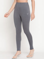 Thumbnail for TAG 7 Women Grey Solid Cotton Ankle-Length Leggings - Distacart