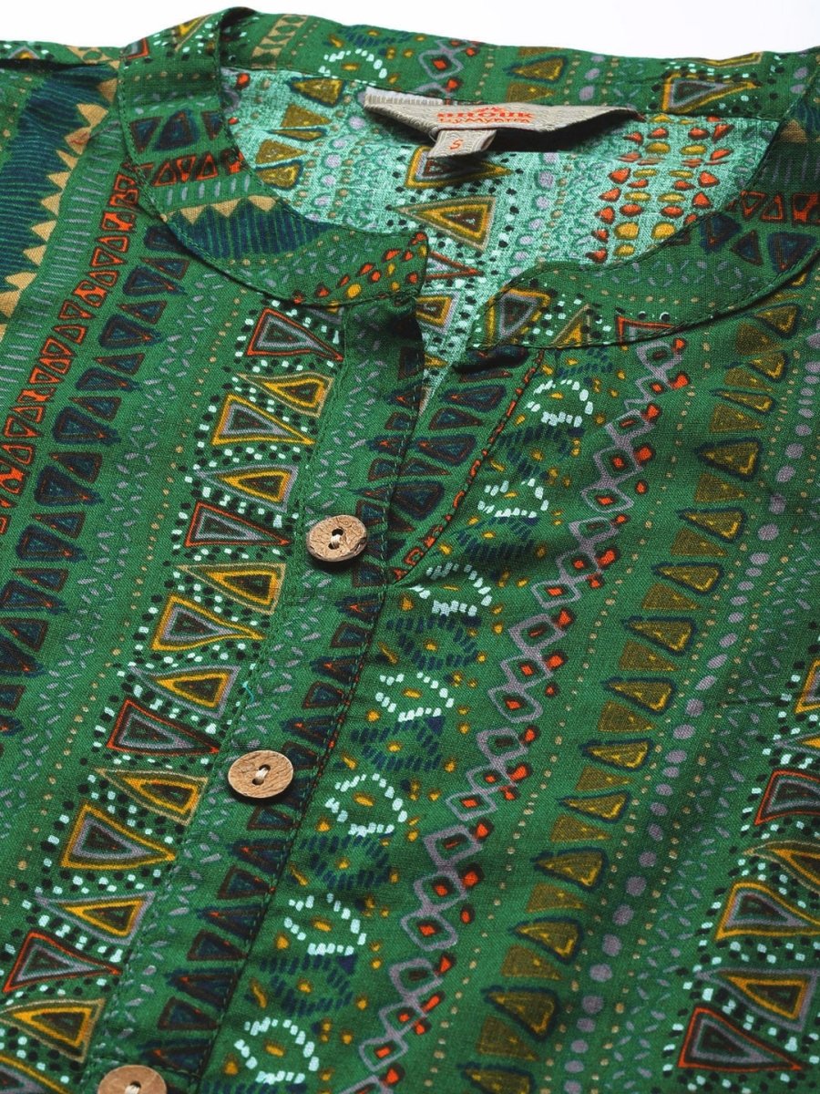 Anouk Women Green Ethnic Motifs Printed Pure Cotton Kurta with Trousers - Distacart