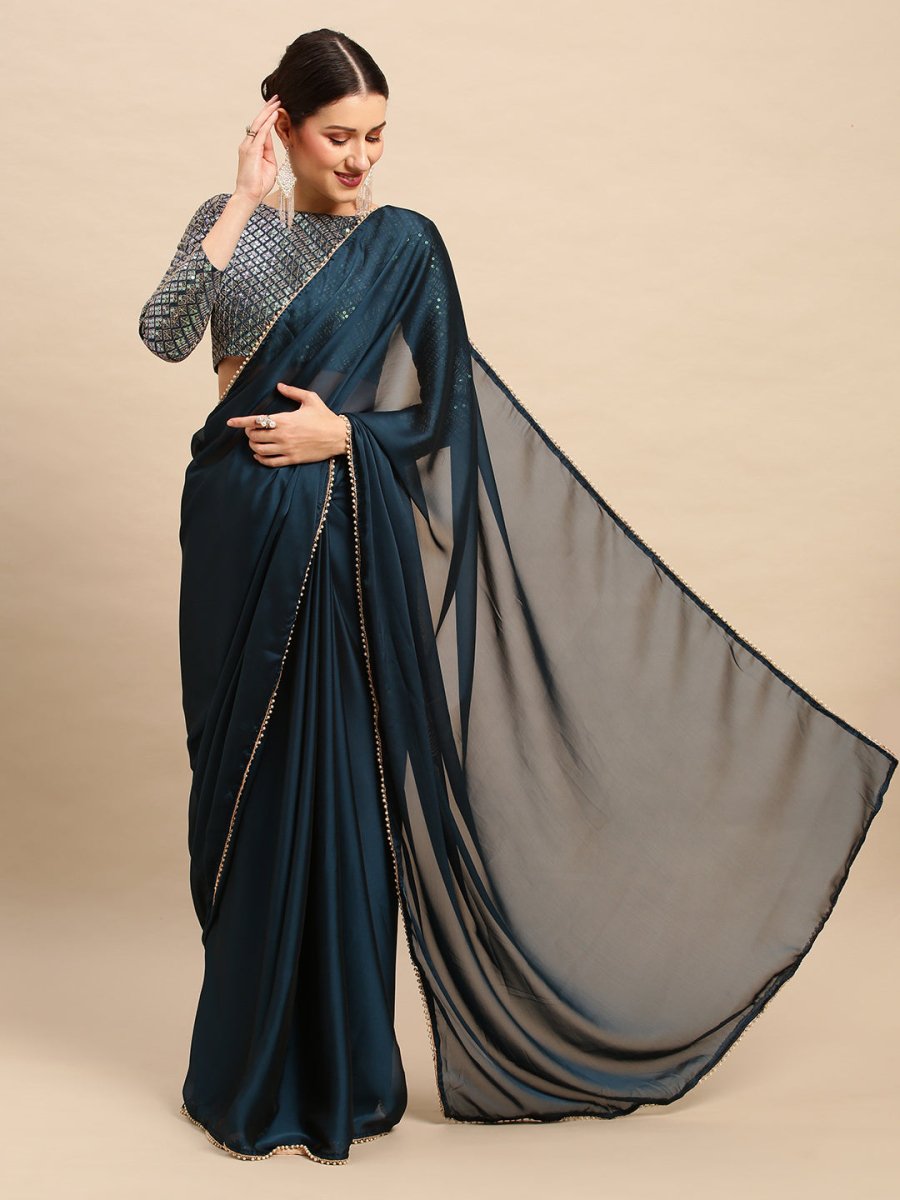Anouk Sequinned Pure Georgette Saree - Distacart