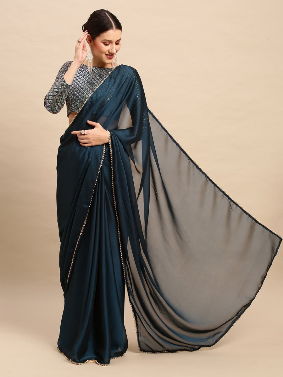 Anouk Sequinned Pure Georgette Saree - Distacart
