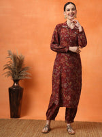 Thumbnail for Anouk Floral Embroidered Regular Thread Work Kurta with Trousers