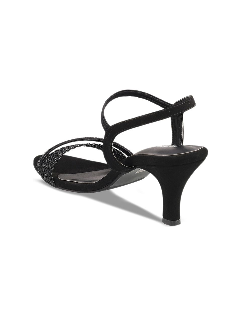 Metro Women Black Woven Design Sandals