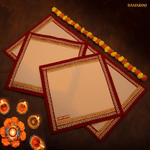 Thumbnail for Damaroo Combo Pack of 3 | Exquisite Nylon Aasans & Mat | Red Sequins Border - Peach - Distacart