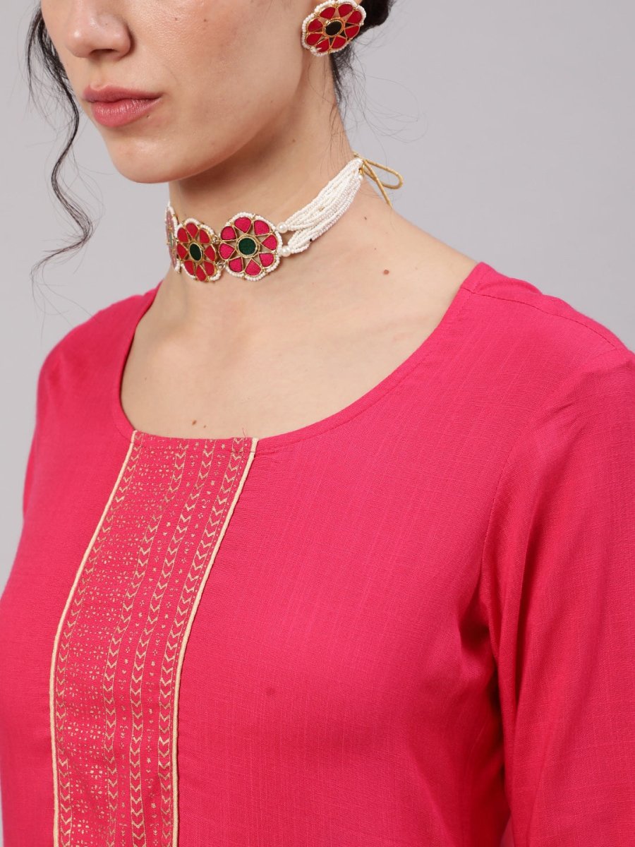 Aks Ethnic Motifs Yoke Design Straight Kurta And Trousers - Distacart