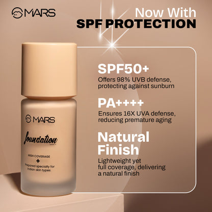 MARS Cosmetics SPF50 PA++++ High Coverage Liquid Foundation - 2 - Distacart