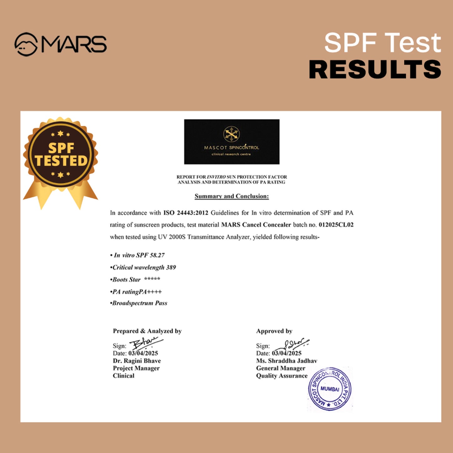 MARS Cosmetics SPF 50 PA++++ Cancel Concealer - 05 Sandstone - Distacart