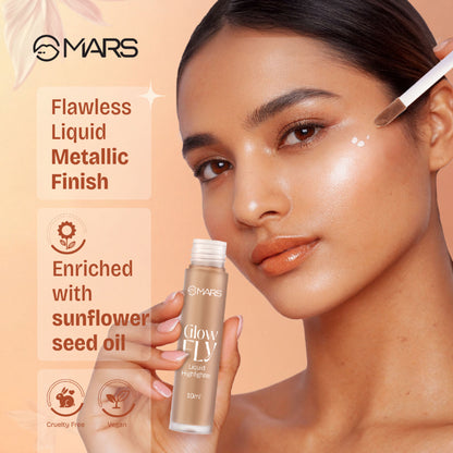 MARS Cosmetics Glow Fly Liquid Highlighter - 02-Winged Champagne - Distacart