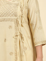 Thumbnail for HOUSE OF KARI Embroidered Chikankari Chanderi Silk Anarkali Kurta - Distacart
