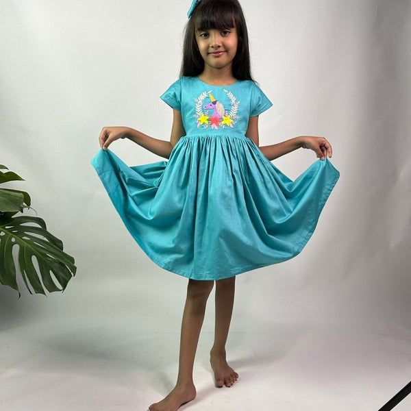 ArthLife Blue Unicorn Party Wear Dress - Distacart