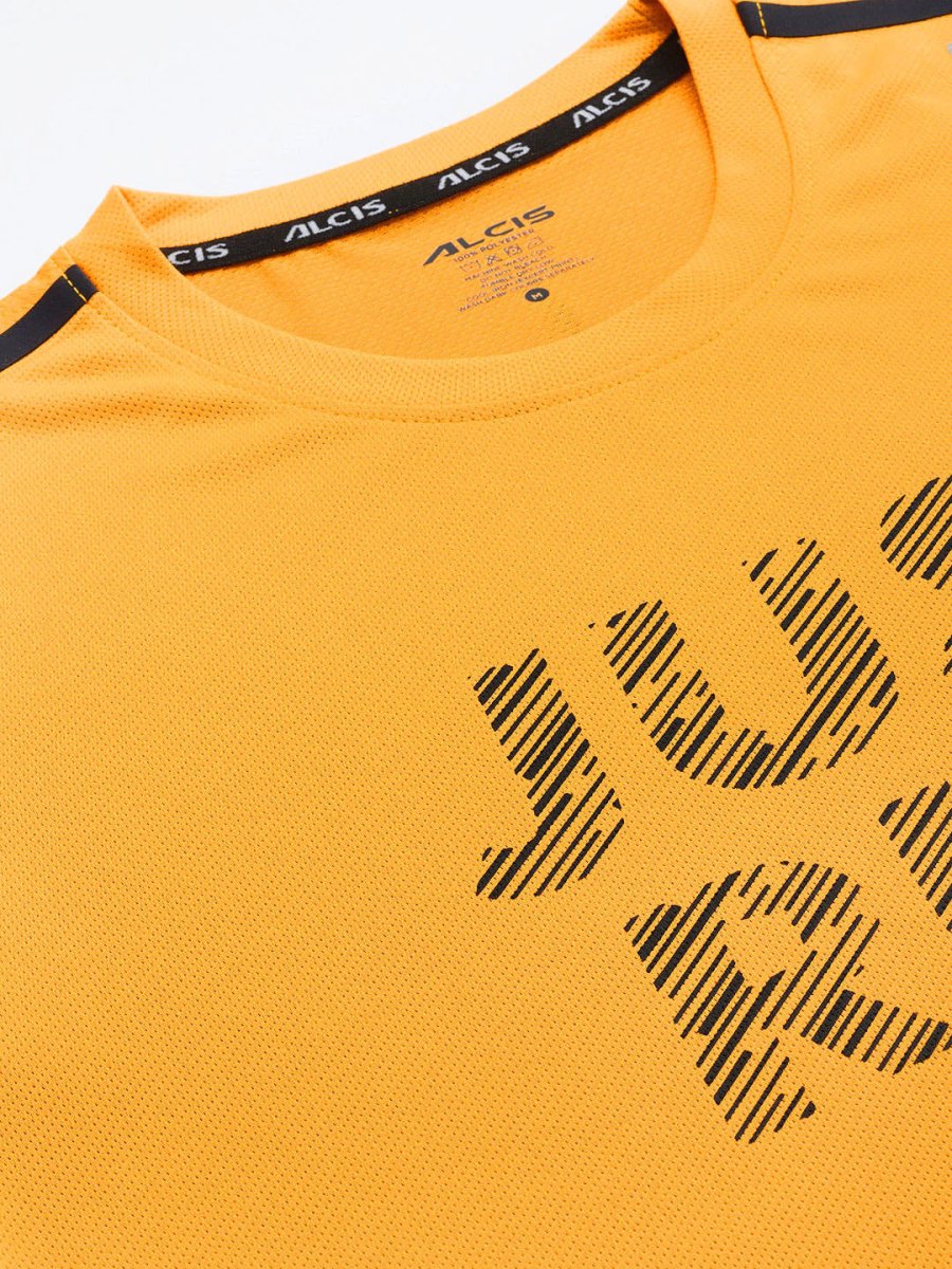 Alcis Men Typography Printed Anti Static Slim Fit Sports T-shirt - Distacart