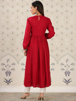 Thumbnail for Ode by House of Pataudi Puff Sleeves A-Line Kurta - Distacart