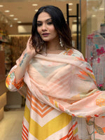 Thumbnail for Kalini Striped Thread Work Detailed Straight Kurta & Trouser With Dupatta - Distacart