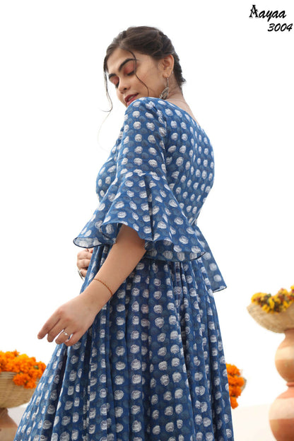 Aayaa Pure Ab Cotton Gown With Heavy Digital Print - Multi Color - Distacart