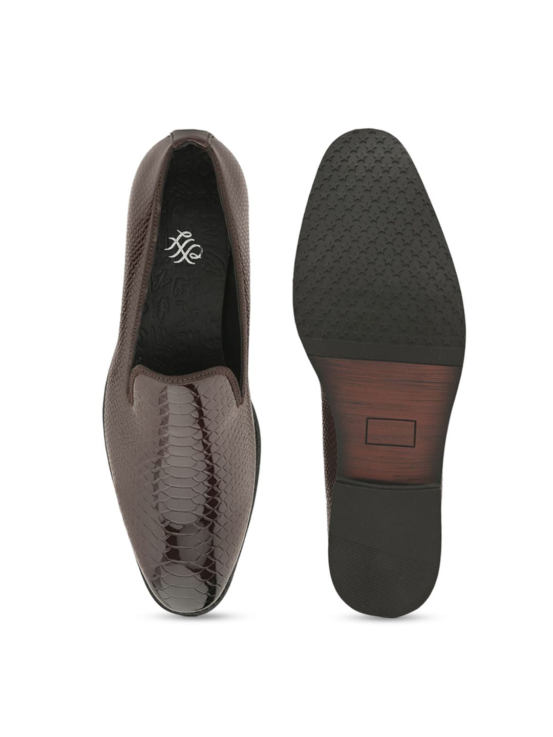 House of Pataudi Men Textured Round Toe Formal Loafers