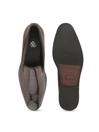 Thumbnail for House of Pataudi Men Textured Round Toe Formal Loafers