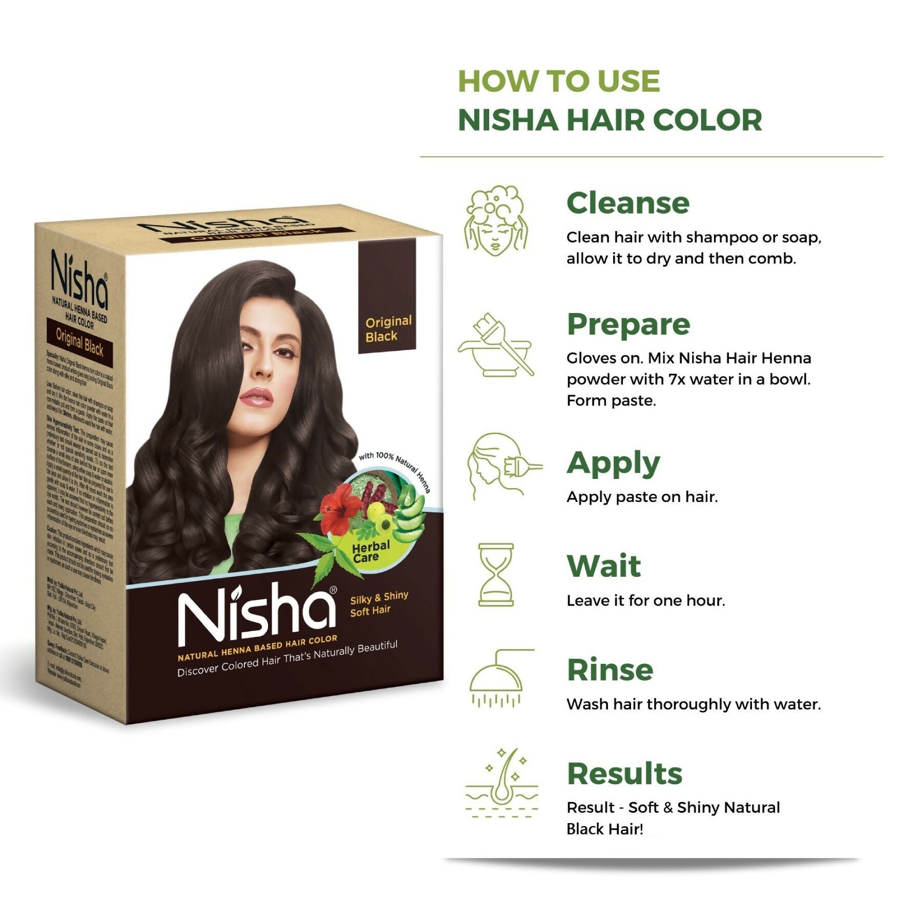 Nisha Henna Based Hair Colour for Women & Men Original Black - Distacart