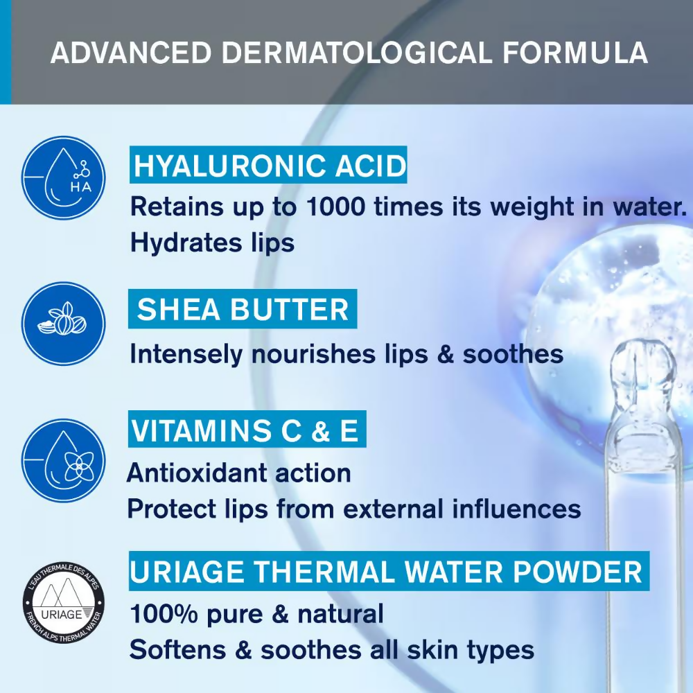 Uriage Eau Thermale Lip Balm Hyluronic Acid & Shea Butter - Distacart