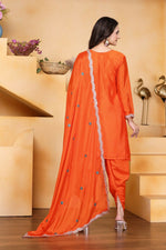 Thumbnail for Teeya Creation Orange Color Chinon Silk Party Wear Punjabi Dhoti Suit - Distacart