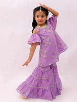 Thumbnail for Lil Drama Mishti Purple Kurta and Sharara Set For Girls