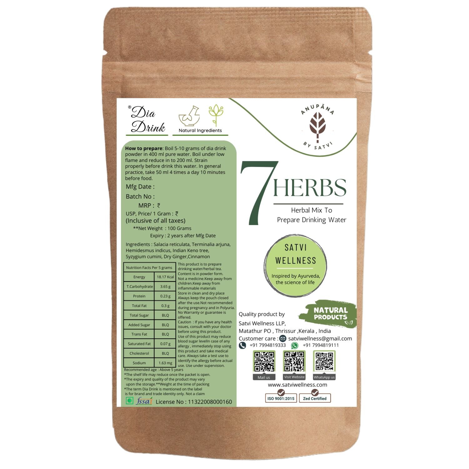 Satvi Wellness 7 Herbs | Diabetic Wellness | Herbal Drink Mix | Satvi Dia Drink - Distacart
