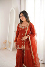 Thumbnail for Teeya Creation Womens New Fancy Embroidery Sequence Work With Zarkan Diamond Work Kurta Set - Dista