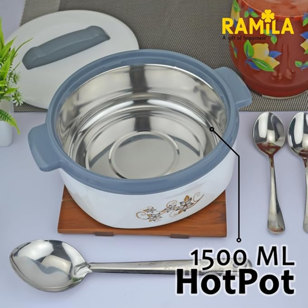ramila Brand Insulated Inner Steel Casserole for Roti - White - Dista