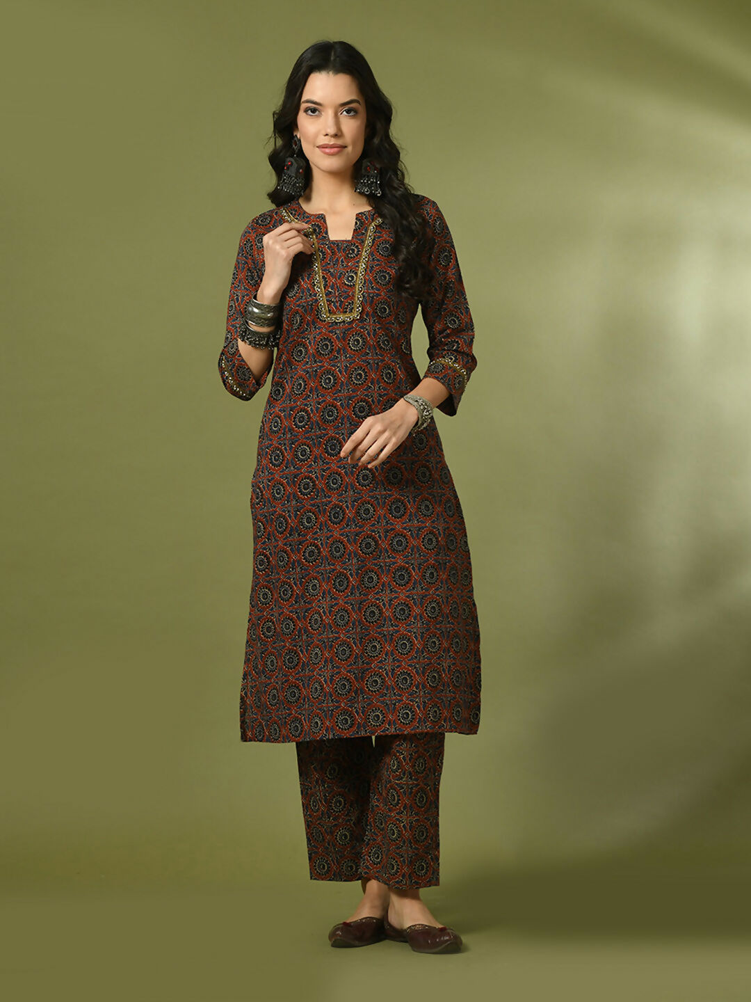 Myshka Women's Multi Printed Cotton Straight Party Kurta Set - Distacart