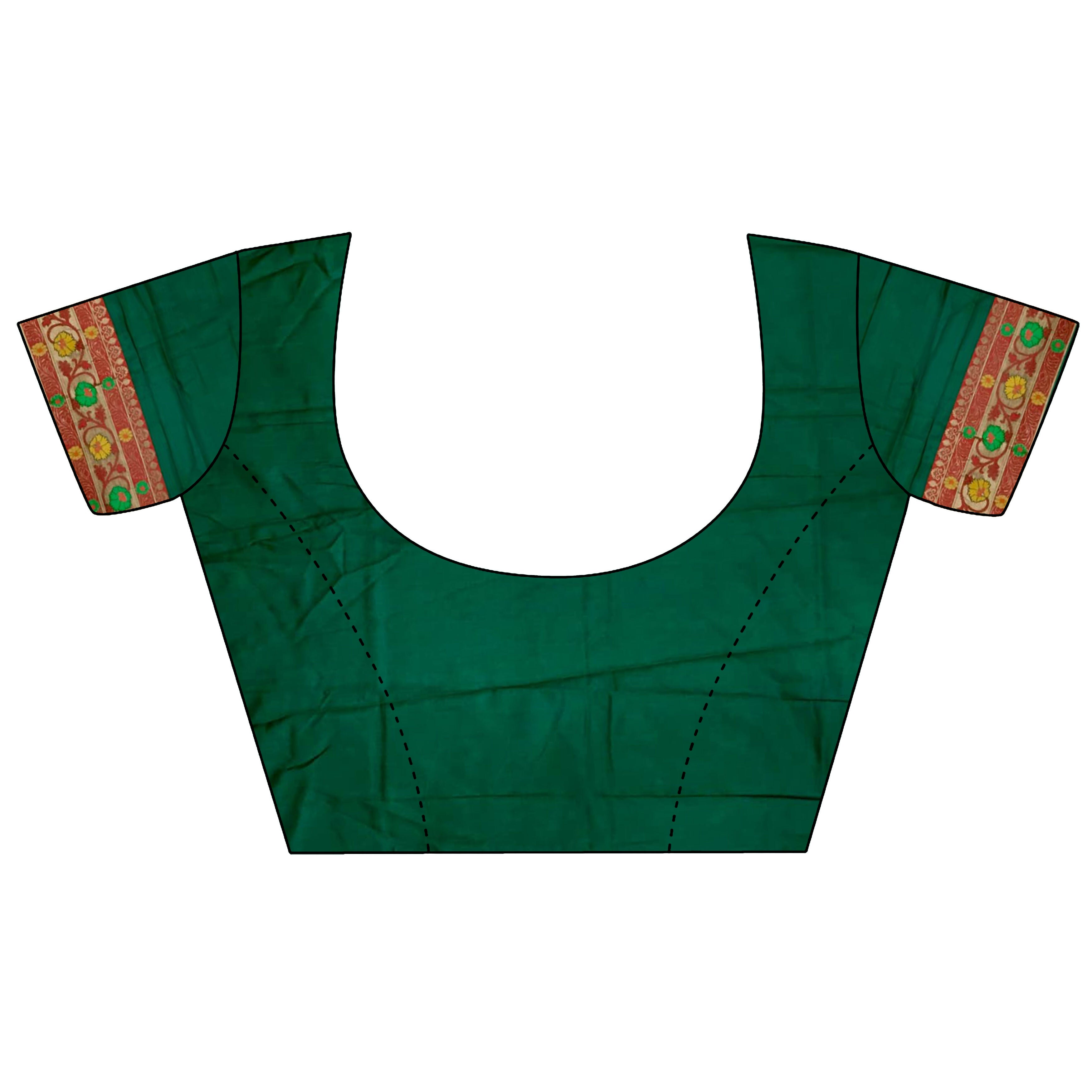 Joban Fashion Dark Green Banarasi Soft Silk Woven Saree